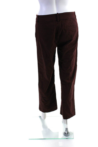 Kit And Ace Womens Cotton Snapped Buttoned Straight Leg Zip Pants Brown Size 6