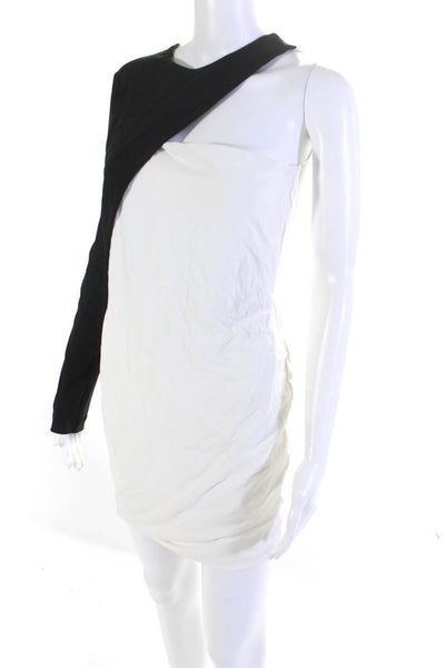 Cut25 Womens Long Sleeves Maxi Shirt Dress White Black Size Small