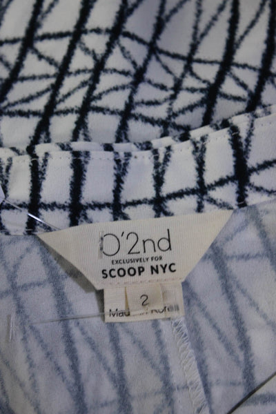 O2nd For Scoop NYC Womens Button Front Cold Shoulder Top White Blue Size 2