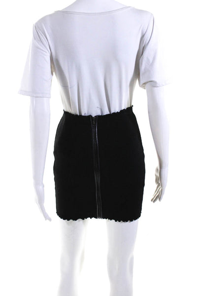 Brooklyn Karma Womens Front Zip Ribbed Crop Top Pencil Skirt Set Black Large