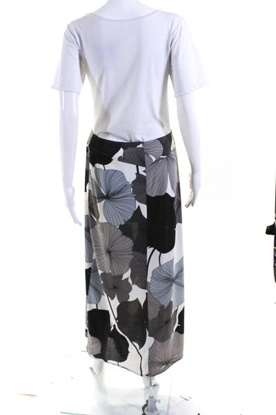 BCBGMAXAZRIA Womens Vintage Floral Full Length Skirt White Gray Black Size 6