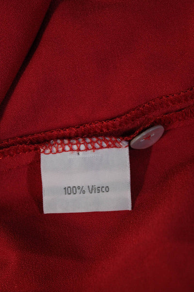 Roberta Freymann Womens Long Sleeve Collared Shirt Dress Red Size Large