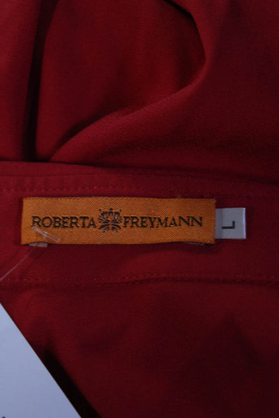 Roberta Freymann Womens Long Sleeve Collared Shirt Dress Red Size Large