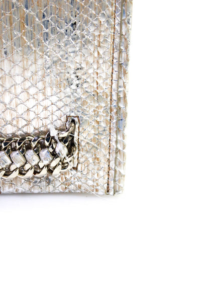 Ramy Brook Womens Metallic Snakeskin Printed Crossbody Silver Small Handbag