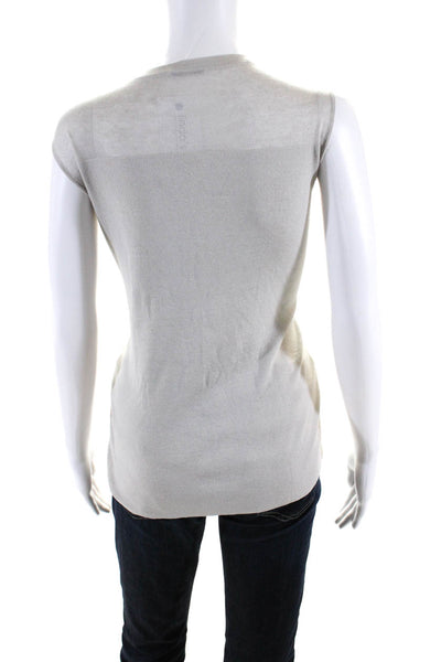 Akris Womens Linen Knit Round Neck Sleeveless Blouse Top Gray Size 12