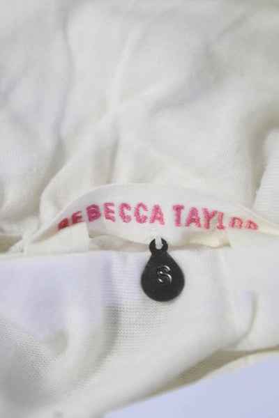 Rebecca Taylor Women's Round Neck Sleeveless Blouse White Size S