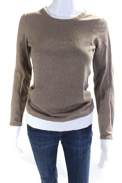 Minnie Rose Women's Crewneck Long Sleeves Pullover Beige Sweater Size M