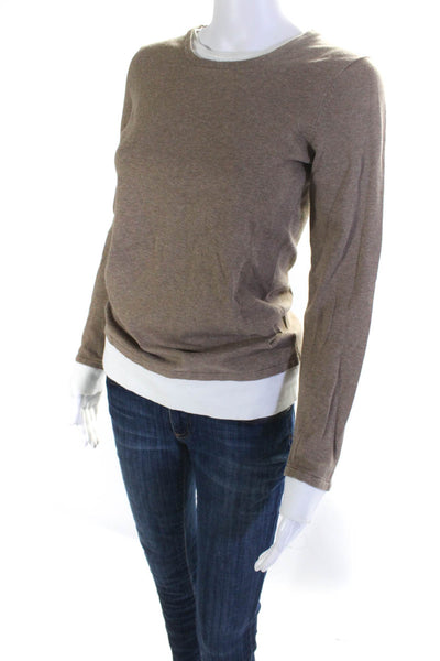 Minnie Rose Women's Crewneck Long Sleeves Pullover Beige Sweater Size M