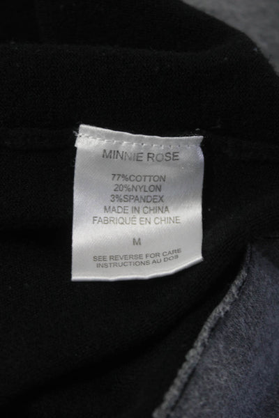 Minnie Rose Women's Crewneck Long Sleeves Blouse Black Size M