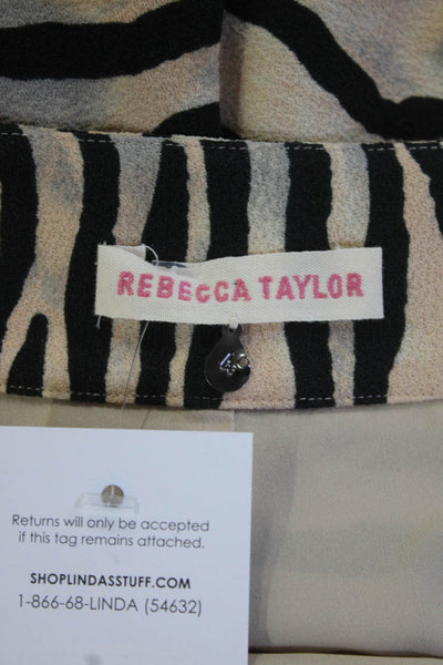 Rebecca Taylor Women's Zip Closure Animal Print Dress Short Beige Size 4