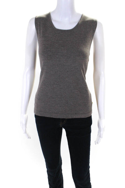 Rena Lange Womens Crew Neck Pullover Shell Sweater Brown Size Small