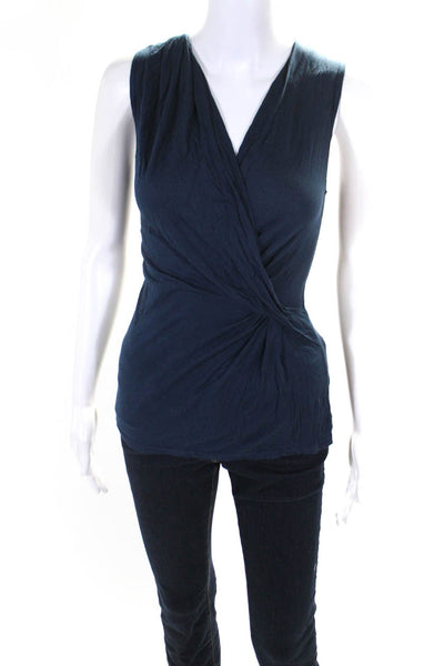 Ronny Kobo Women's Sleeveless V-Neck Wrap Blouse Blue Size S