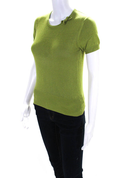 Shadow Lion Women's Short Sleeve Bow Knit Blouse Green Size S