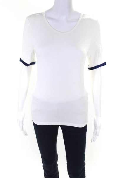 Ronny Kobo Women's Short Sleeve Velvet Trim T-shirt White Size S