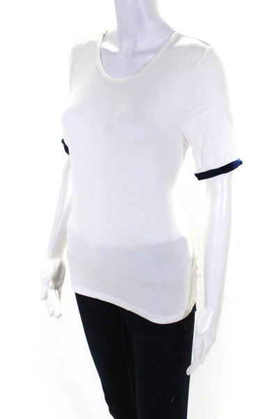 Ronny Kobo Women's Short Sleeve Velvet Trim T-shirt White Size S