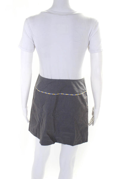 Cass Guy Women's Pinstripe Button Down Mini A-Line Skirt Gray Size S