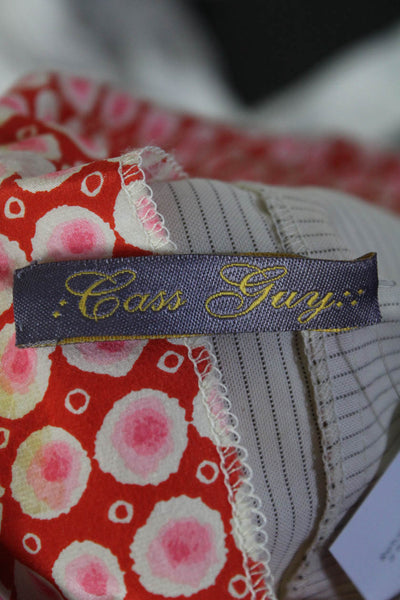 Cass Guy Women's Pinstripe Button Down Mini A-Line Skirt Beige Size S