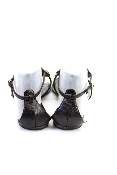 Giuseppe Zanotti Design Womens Beaded Flat Sandals Brown Gold Tone Size 8.5