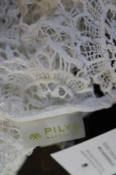PilyQ Womens Open Lace Sleeveless Drop Waist Short Tank Dress White Size XS/S