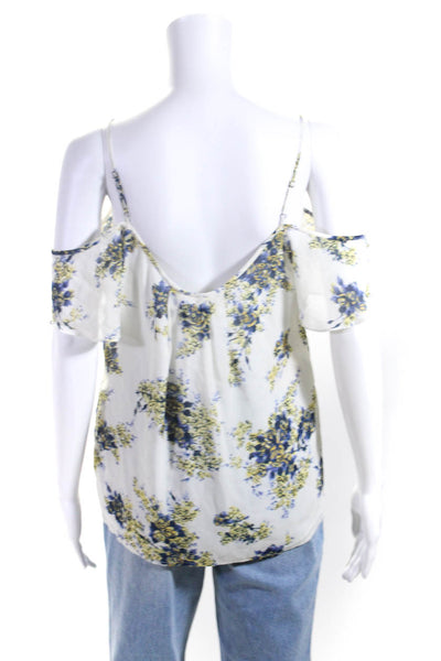 Joie Womens Silk Floral Short Sleeve Off The Shoulder Blouse Top White Size S