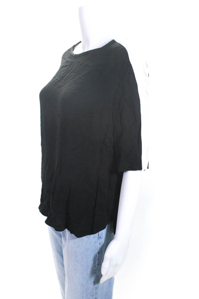 ALC Womens Short Sleeve Crew Neck Oversized Shirt Black Gray Size Large