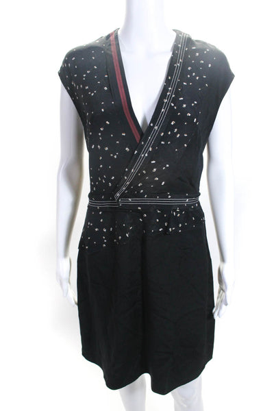 3.1 Phillip Lim Womens Side Zip Short Sleeve V Neck Silk Dress Black Size 4