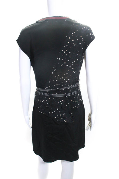 3.1 Phillip Lim Womens Side Zip Short Sleeve V Neck Silk Dress Black Size 4