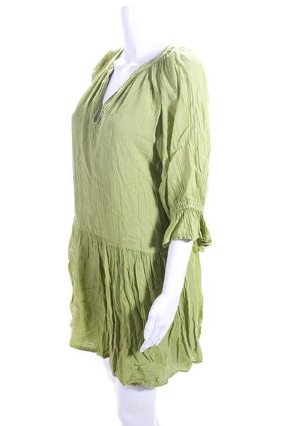 Velvet by Graham & Spencer Womens Half Sleeve V Neck Shift Dress Green Small
