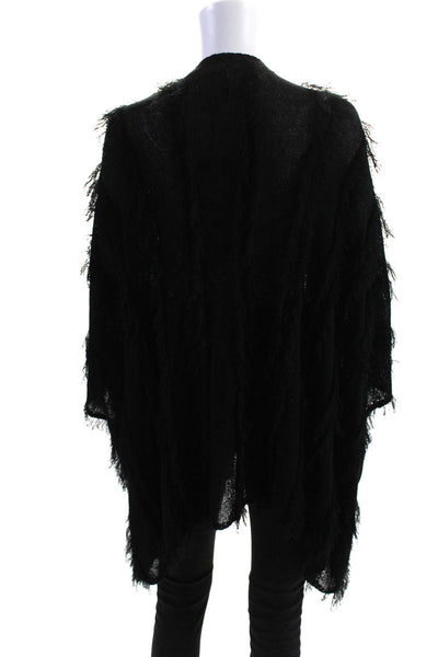 Chaser  Women's Open Front Fringe Sleeveless Cardigan Sweater Black Size XS/S