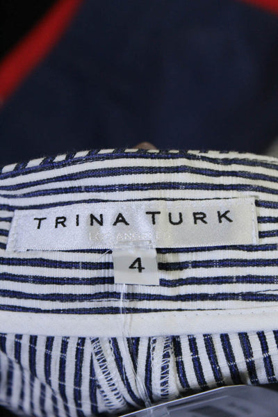 Trina Turk Women's Zip Closure Flat Front Casual Stripe Short Size 4