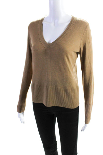 Rag & Bone Women's V-Neck Long Sleeves Pullover Sweater Camel Size S