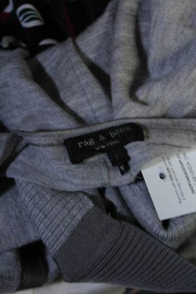 Rag & Bone Women's V-Neck Long Sleeves Bicolor Pullover Sweater Gray Size S