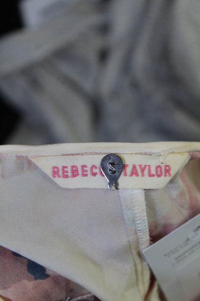 Rebecca Taylor Women's Round Neck Sleeveless Floral Silk Blouse Size 2
