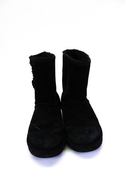 UGG Womens Rhinestone Flower Embellished Short Classic Boots Black Size 8