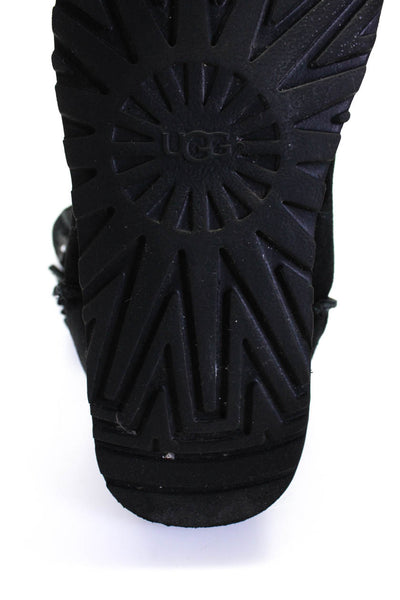 UGG Womens Rhinestone Flower Embellished Short Classic Boots Black Size 8