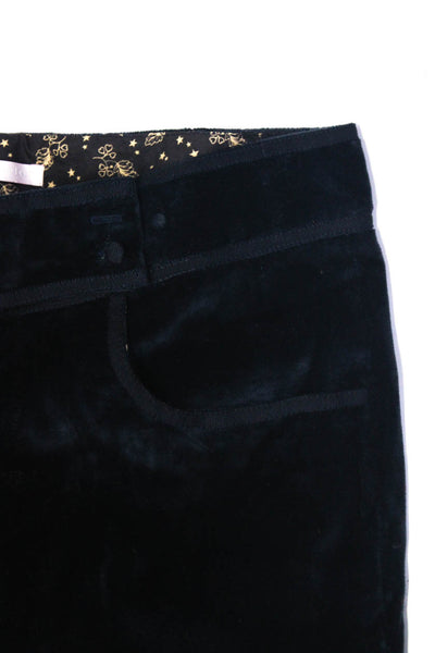 Rebecca Taylor Women's Velvet Mid Rise Bootcut Trousers Blue Size M