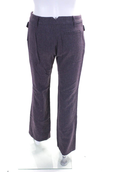 Cass Guy Women's Herringbone Print Bootcut Trousers Pants Purple Size S