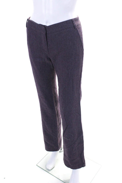 Cass Guy Women's Herringbone Print Bootcut Trousers Purple Size S