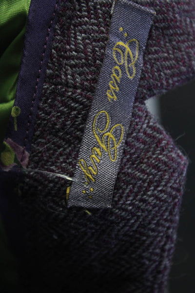 Cass Guy Women's Herringbone Print Bootcut Trousers Purple Size S