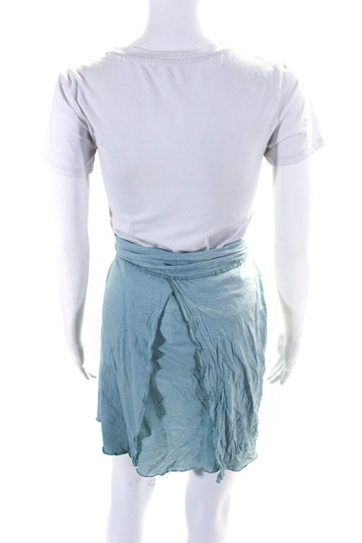 Cass Guy Women's Lettuce Hem Layered A-line Skirt Blue Size S