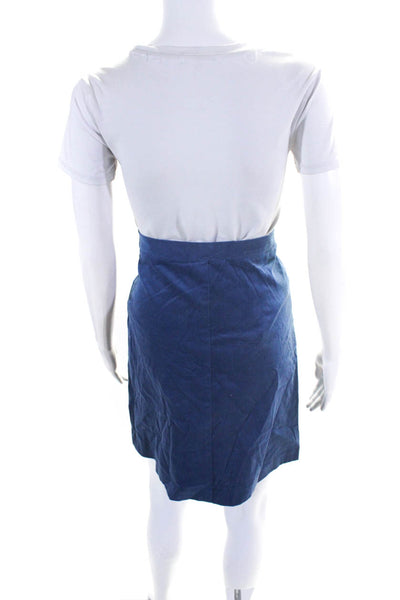 Cass Guy Women's Unlined Corduroy Knee Length A-line Skirt Blue Size S