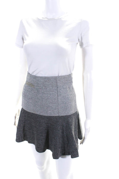 Theory Women's Knee Length Two Tone A-line Skirt Gray Size S