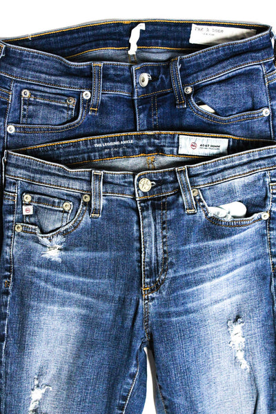 AG Rag & Bone Women's Distressed Skinny Jeans Blue Size 26 25 Lot 2
