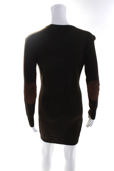 Polo Ralph Lauren Women's Crewneck Long Sleeves Mini Sweater Dress Brown Size S