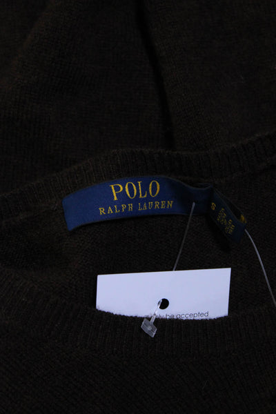 Polo Ralph Lauren Women's Crewneck Long Sleeves Mini Sweater Dress Brown Size S