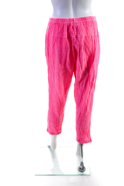 Felicite Womens Elastic Waist Relaxed Fit Straight Tapered Pants Hot Pink Size 3