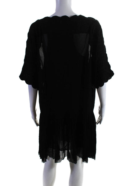 Isabel Marant Etoile Womens Scalloped Square Neck Drop Waist Dress Black Size 34
