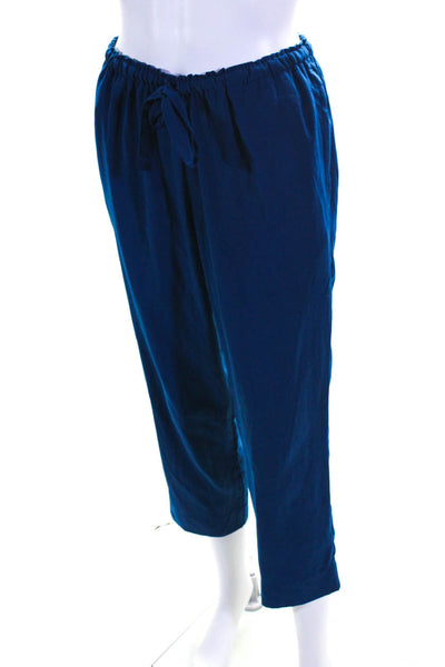 E By Eloise Womens Ruched Elastic Waist Drawstring Tapered Pants Blue Size XS