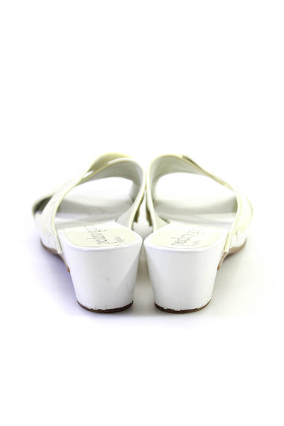 Pedro Garcia Women's Open Toe Block Heels Slip-On Sandals White Size 7