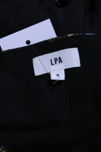 LPA Women's Silk Floral Print Short Sleeve Cutout Tie Front Dress Black Size S